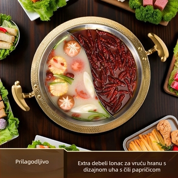 Nehrđajući čelični lonac za hot pot za restoran, kompatibilan s indukcijskim pločama, višeslojno dno, zapremina 2.1–10 L, težina oko 2 kg