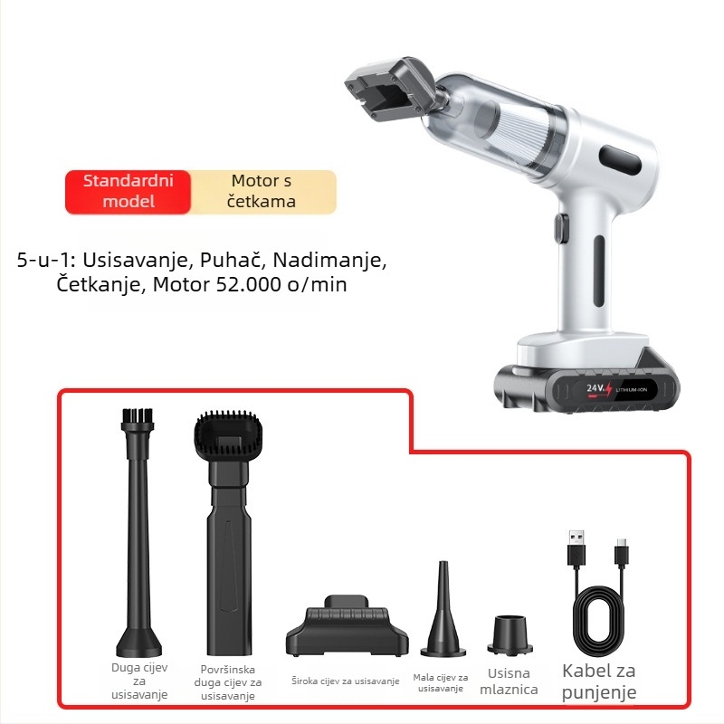 Bežični ručni usisavač za auto, 7,4V, 50W, 4000Pa, punjiv, Huiju Technology