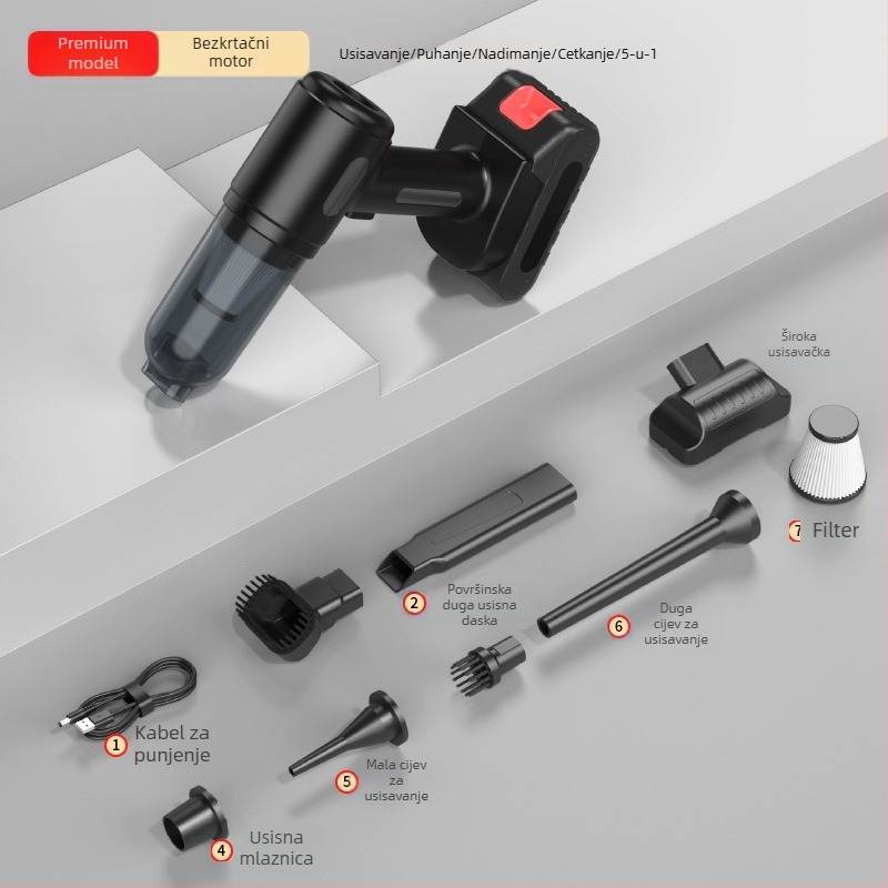 Bežični ručni usisavač za auto, 7,4V, 50W, 4000Pa, punjiv, Huiju Technology