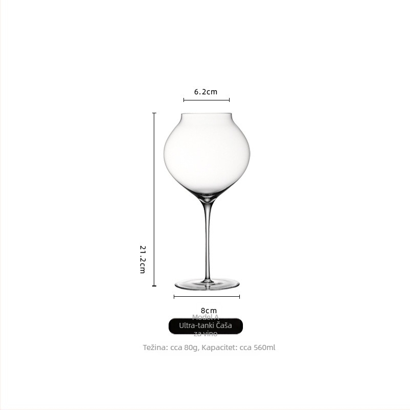 Staklena čaša za vino | Kapacitet 501–600 ml; Stil: nordijski vjetar, proziran