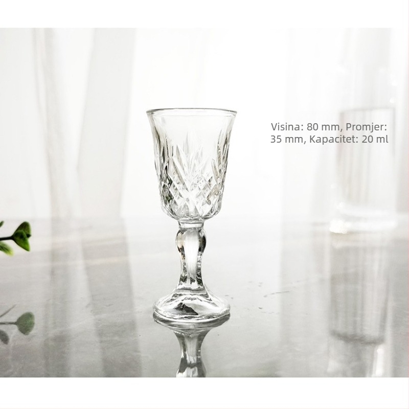 Stakleni set za liker s dozatorom i čaše za bijelo vino, boemski stil, lagani luksuz retro (Materijal: staklo; Komponente: dozator i čaše za bijelo vino; Brand: JEKA.BZ.CHEN)