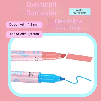 Paicai dvostruki marker s dva vrha, dvobojni, veliki kapacitet, model FL-2960-6, PP kućište