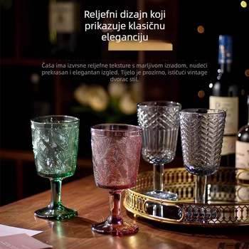 Čaša za crveno vino, stakleni materijal, kapacitet 301–400 ml, boemski stil i luksuzni retro dizajn, mogućnost tiskanja logotipa, pakiranje u papirnatoj kutiji