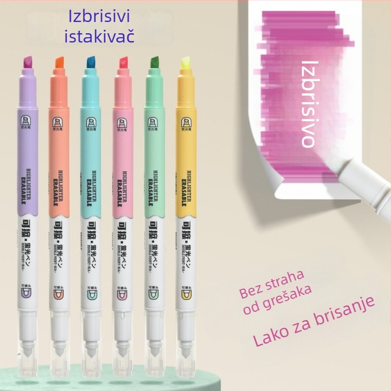 Dvostrano brisivi marker za isticanje, model H239D, plastično kućište, otisnuto logo, mogućnost prilagođavanja
