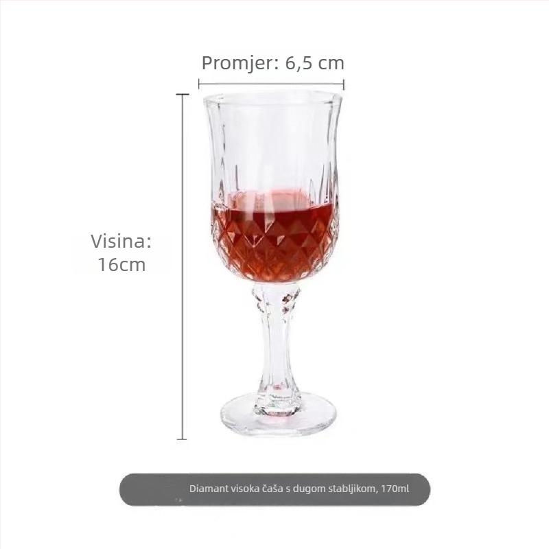 Čaša za vino od kristala, reljefni vintage dizajn, retro zodijak stil, kapacitet 101–200 ml, težina 60 g