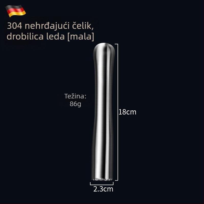 Bar muddler od nehrđajućeg čelika 304 za drobljenje leda i voća, alat za miješanje koktela, 155 g