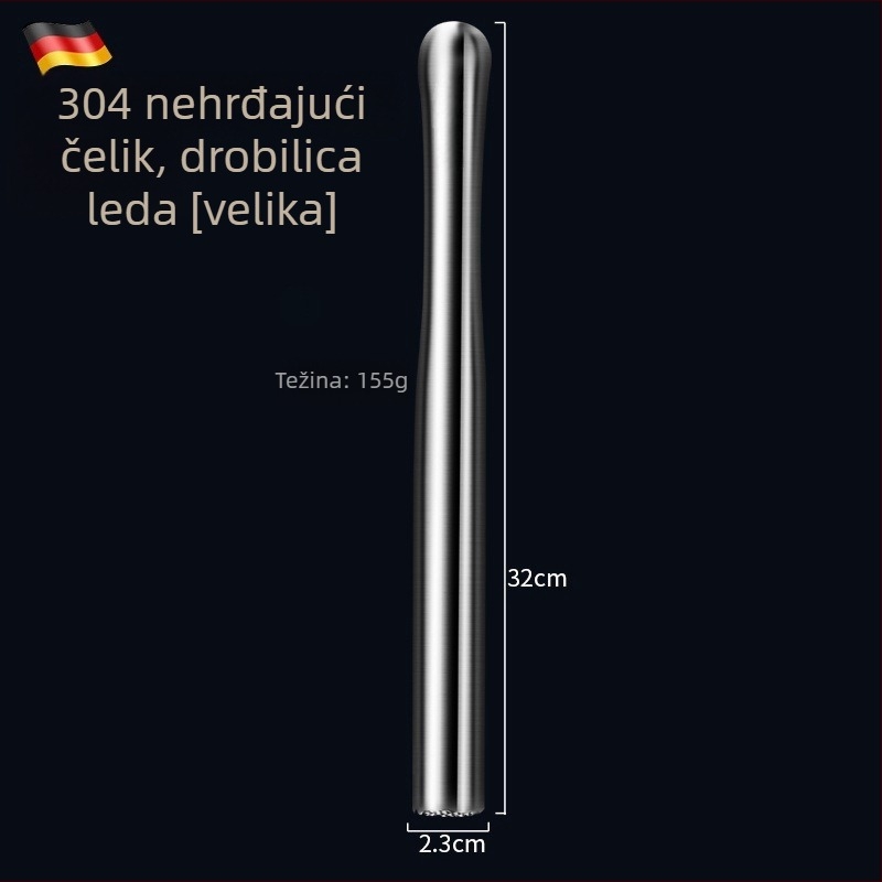 Bar muddler od nehrđajućeg čelika 304 za drobljenje leda i voća, alat za miješanje koktela, 155 g