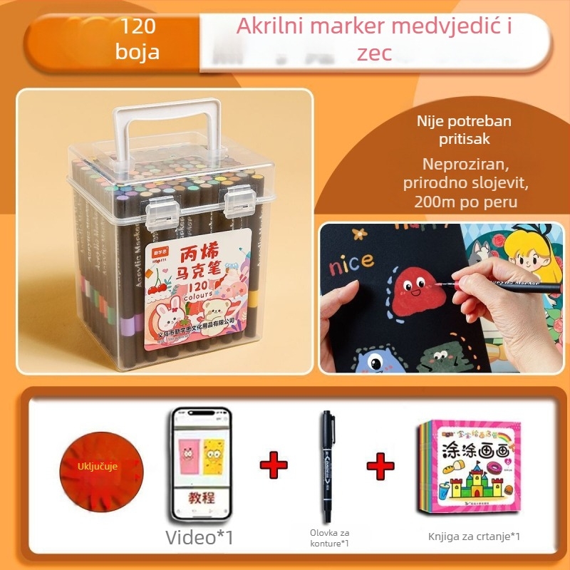 Set akrilnih markera s mekanim vrhom za djecu, brzo se suše, netoksični markeri za akvarelne boje, perivi i pogodni za slojevito korištenje učenicima