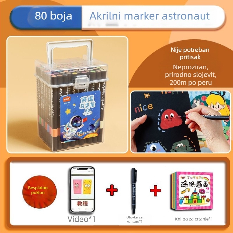 Set akrilnih markera s mekanim vrhom za djecu, brzo se suše, netoksični markeri za akvarelne boje, perivi i pogodni za slojevito korištenje učenicima
