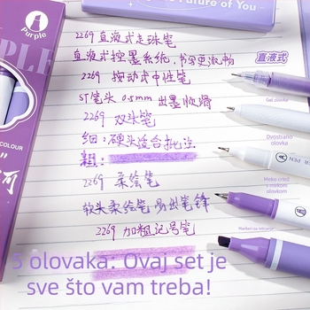 MOKA Set pisaćih olovaka za dnevnik s dvostrukim krajem — gel olovka i marker za označavanje, 5 komada u kutiji
