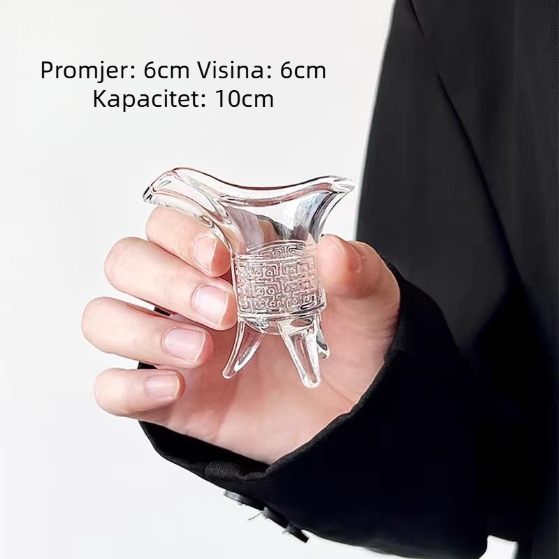 Staklena čaša za žestoko s tronožnim dizajnom, retro stil, kapacitet 1–100 ml