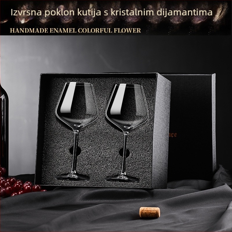 Set čaša za crveno vino u kutiji poklona, kristalne velike visoke čaše za kućnu uporabu