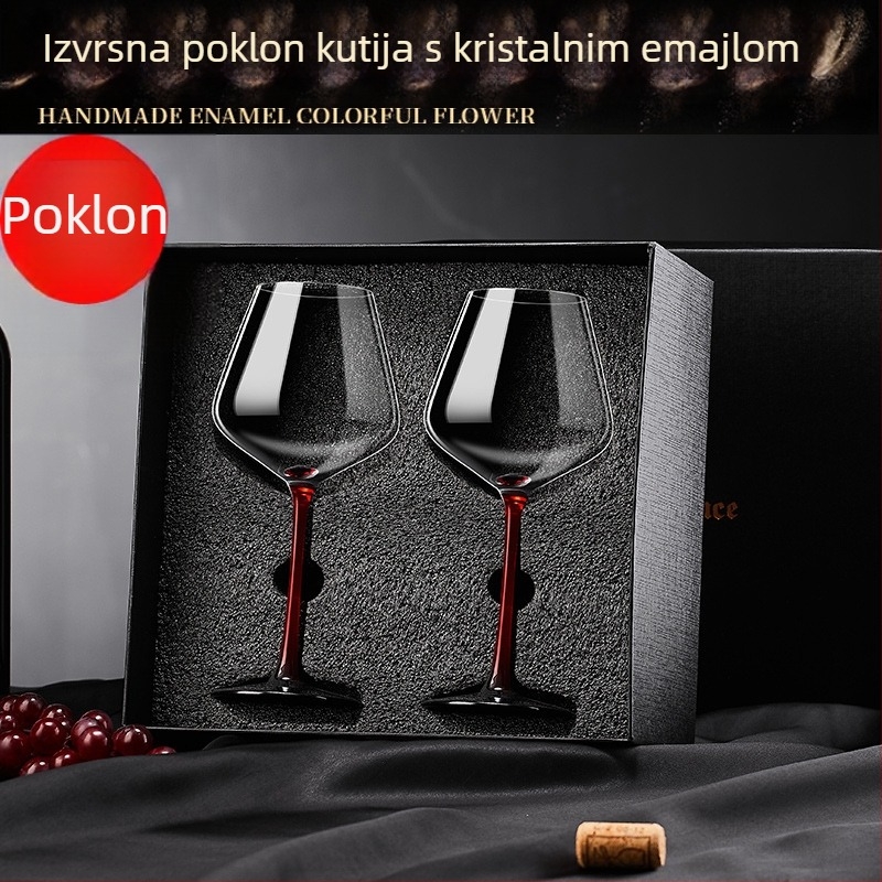 Set čaša za crveno vino u kutiji poklona, kristalne velike visoke čaše za kućnu uporabu