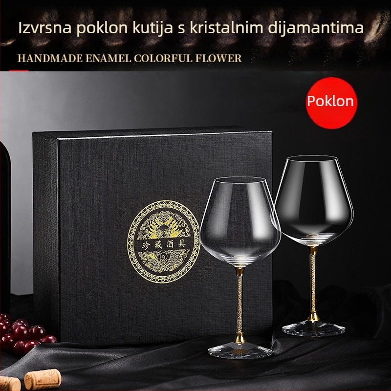 Set čaša za crveno vino u kutiji poklona, kristalne velike visoke čaše za kućnu uporabu