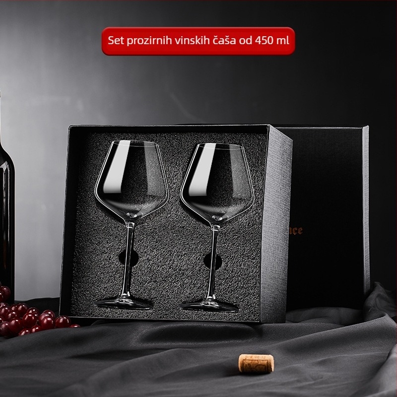 Set čaša za crveno vino u kutiji poklona, kristalne velike visoke čaše za kućnu uporabu