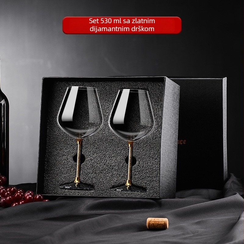 Set čaša za crveno vino u kutiji poklona, kristalne velike visoke čaše za kućnu uporabu