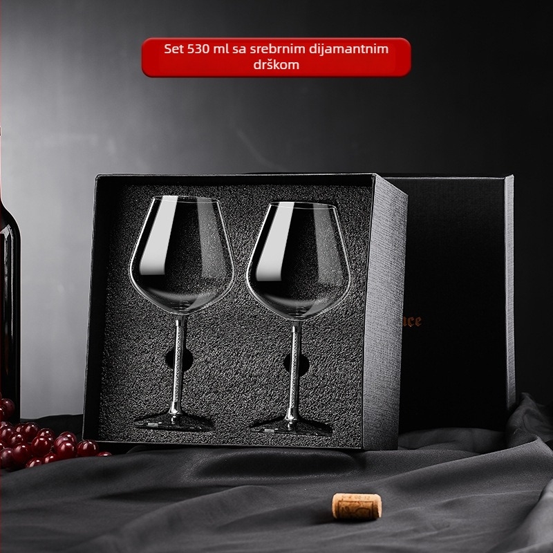 Set čaša za crveno vino u kutiji poklona, kristalne velike visoke čaše za kućnu uporabu