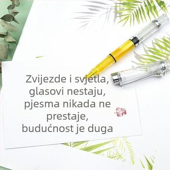 BANMI prozirno tanko zlatno tijelo kaligrafskog pera s uvijenim vrhom za studente