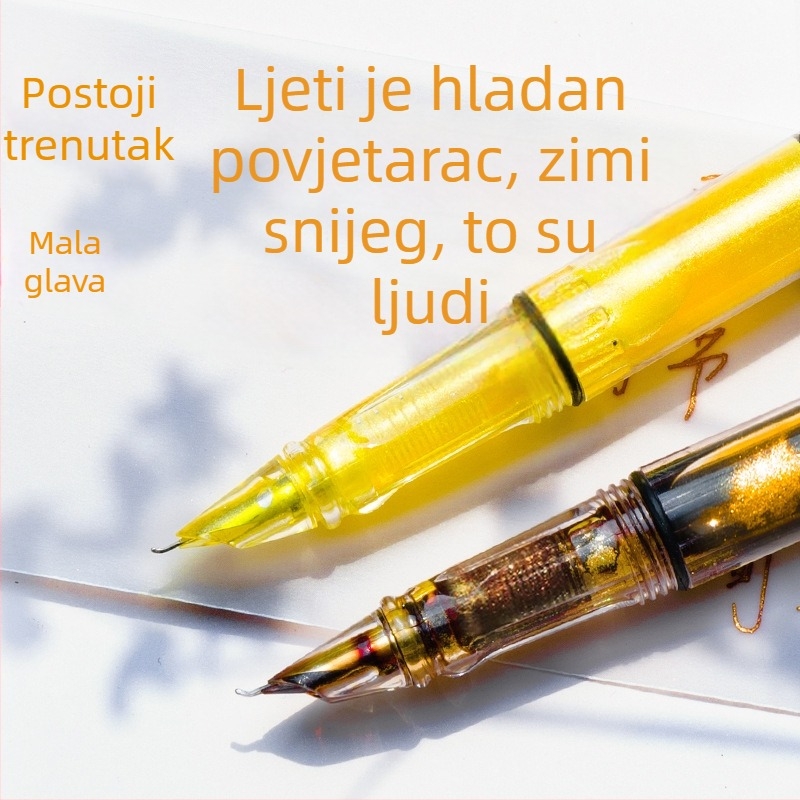 BANMI prozirno tanko zlatno tijelo kaligrafskog pera s uvijenim vrhom za studente