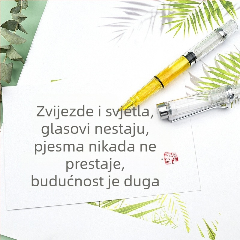 BANMI prozirno tanko zlatno tijelo kaligrafskog pera s uvijenim vrhom za studente