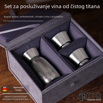 Set za vino od čistog titana za kućnu upotrebu, visoke kvalitete, čaše i pribor za posluživanje u poklon kutiji