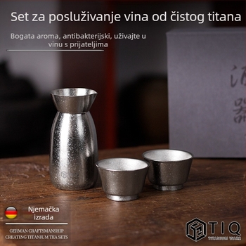 Set za vino od čistog titana za kućnu upotrebu, visoke kvalitete, čaše i pribor za posluživanje u poklon kutiji