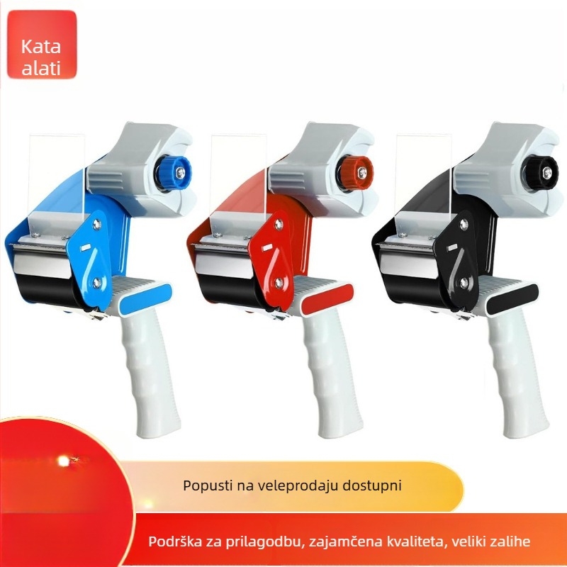 Ručni zatvarač kutija s ABS+ metalnim tijelom, model 15008/15018, širina trake do 60 mm, promjer vretena trake 76 mm, neto težina 471–560 g