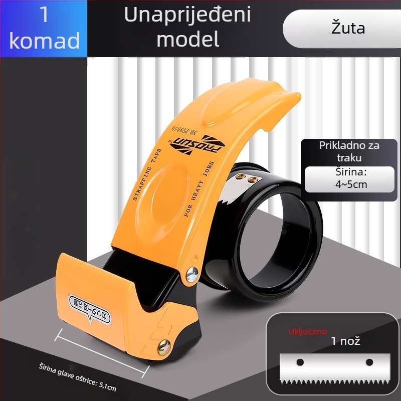 Ručni zatvarač i rezač za traku, metalna konstrukcija, model Fxj 9050-1, Meishubao, za traku širine do 4 mm