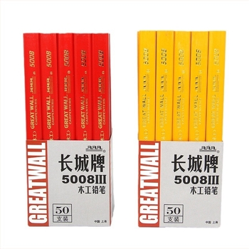Drvarska olovka Great Wall 5008, šesterokutno plosno tijelo, debeli crni jezgra, crveni refill, alat za označavanje za inženjerske nacrte