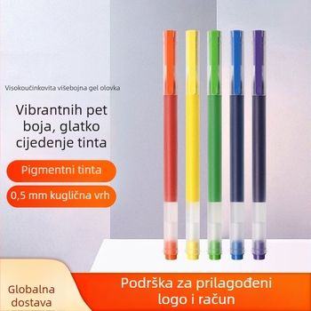 Set gel olovaka, 5 kom, dizajn s uklonjivim poklopcem, plastično kućište, za učenike i nastavnike za ocjenjivanje i potpisivanje dokumenata