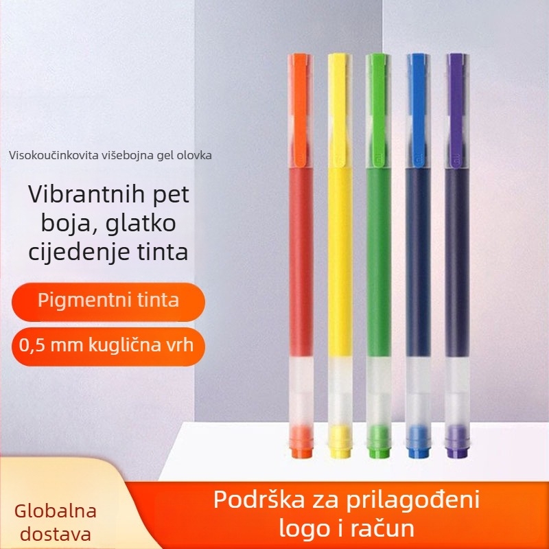 Set gel olovaka, 5 kom, dizajn s uklonjivim poklopcem, plastično kućište, za učenike i nastavnike za ocjenjivanje i potpisivanje dokumenata