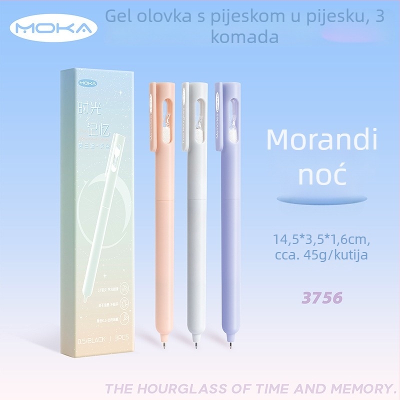 Wenji uredska gel olovka, ST vrh, pokretni mehanizam klika, Morandi dizajn u obliku pijesaka sata, brzo sušeće tinte, bez mrlja, kutija 500 kom
