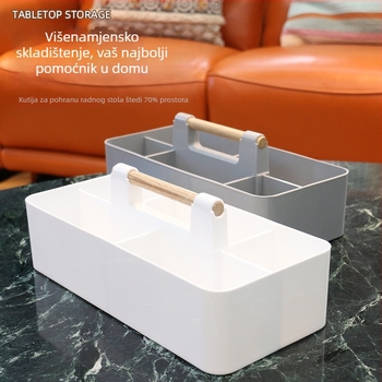 Kutija za pohranu na radnom stolu - PP plastika, model 8963, kapacitet 2 L, moderan minimalistički dizajn, za organiziranje kozmetike.