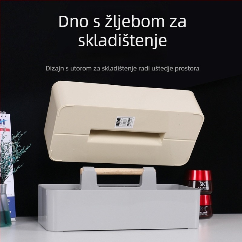 Kutija za pohranu na radnom stolu - PP plastika, model 8963, kapacitet 2 L, moderan minimalistički dizajn, za organiziranje kozmetike.