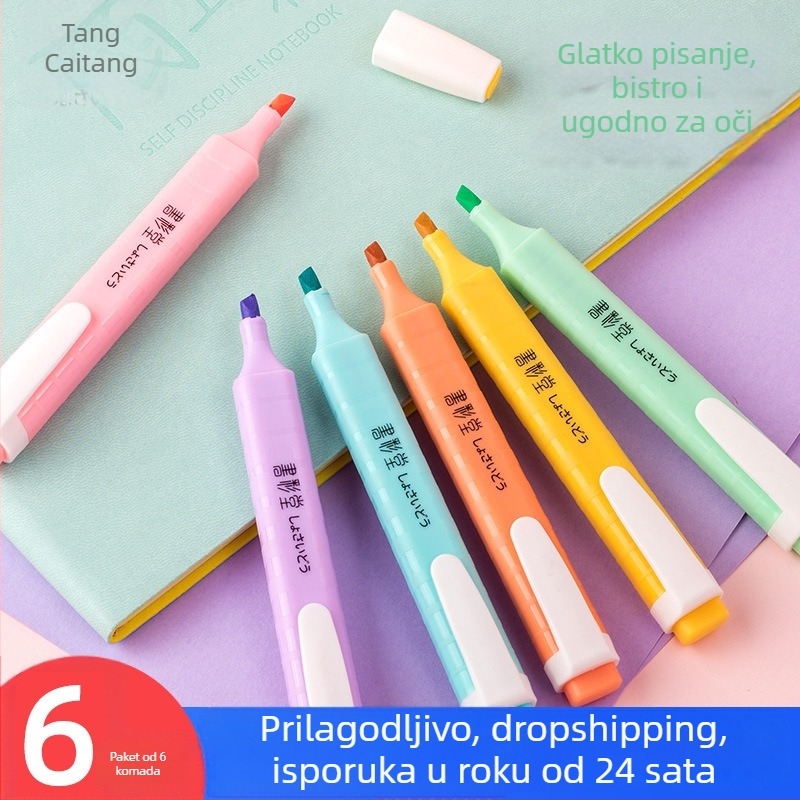 Set od 6 fluorescentnih markera za djecu, pastelne boje za crtanje i dnevnik