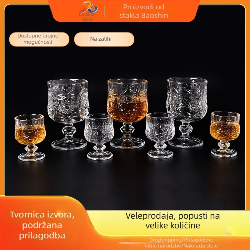 Zlatna visoka čaša za žestoko piće s ugraviranim uzorkom, 50 ml set za kućnu uporabu