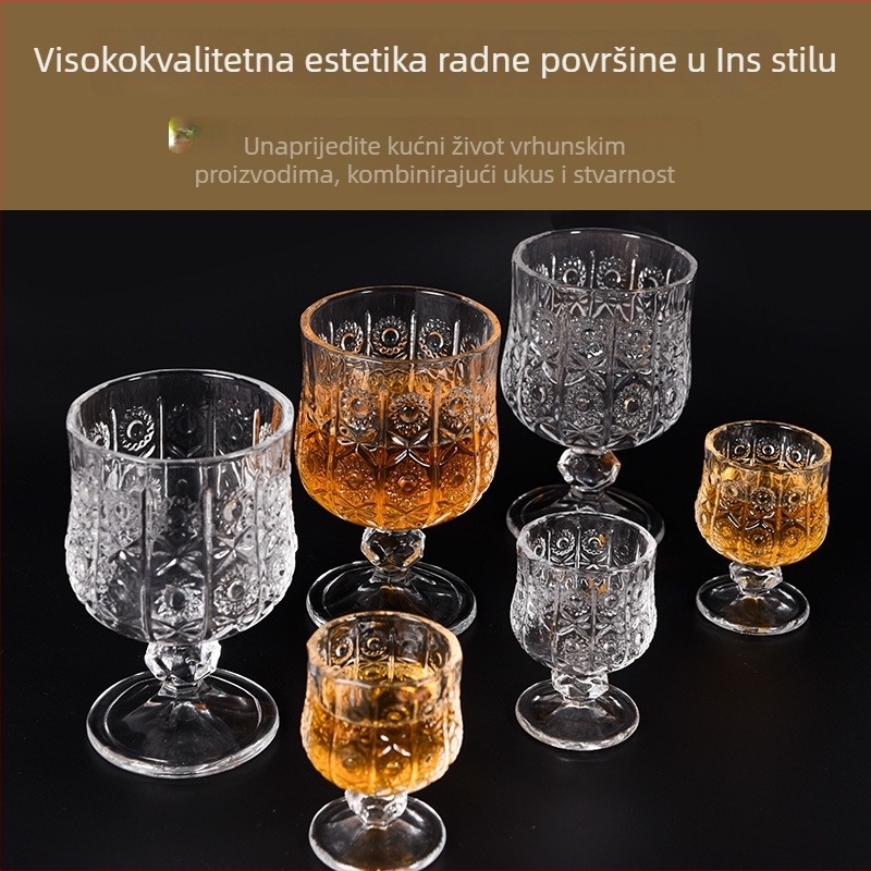 Zlatna visoka čaša za žestoko piće s ugraviranim uzorkom, 50 ml set za kućnu uporabu