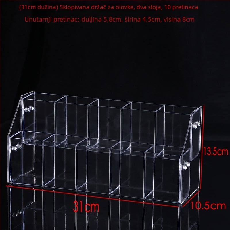 Držač za olovke od organskog stakla, model 02, konfiguracije 4 pretinca / 8 pretinca / 12 pretinca