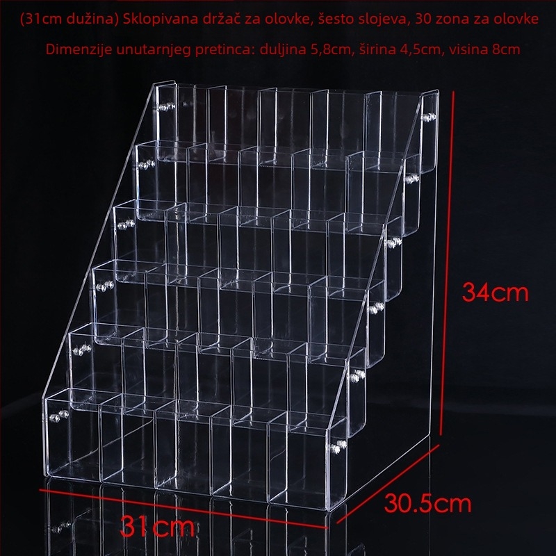 Držač za olovke od organskog stakla, model 02, konfiguracije 4 pretinca / 8 pretinca / 12 pretinca