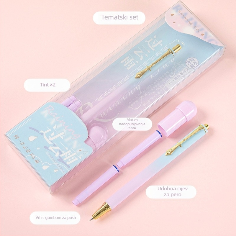 SSLJ-0755 set pera s kartridžnom tintom, nehrđajući čelik vrh, 16 komada u kutiji