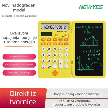 Newyes AB0608 12‑znamenkasti LCD kalkulator s pločom za pisanje, ABS kućište, dvostruko napajanje