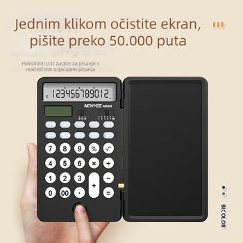 Newyes AB0608 12‑znamenkasti LCD kalkulator s pločom za pisanje, ABS kućište, dvostruko napajanje