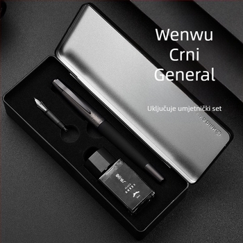 Hongdian kaligrafsko pero s crnim tijelom i zakrivljenim vrhom, u kutiji za poklone, spremnik tinte, personalizirano graviranje
