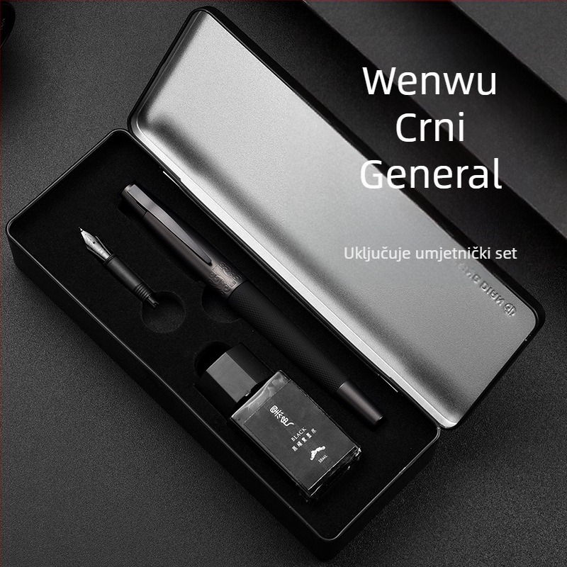 Hongdian kaligrafsko pero s crnim tijelom i zakrivljenim vrhom, u kutiji za poklone, spremnik tinte, personalizirano graviranje