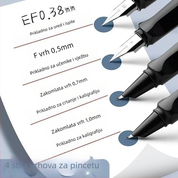 Iskrivljena potpisna olovka za učenike, umjetnička olovka za kaligrafiju, model 101, čvrsti vrh