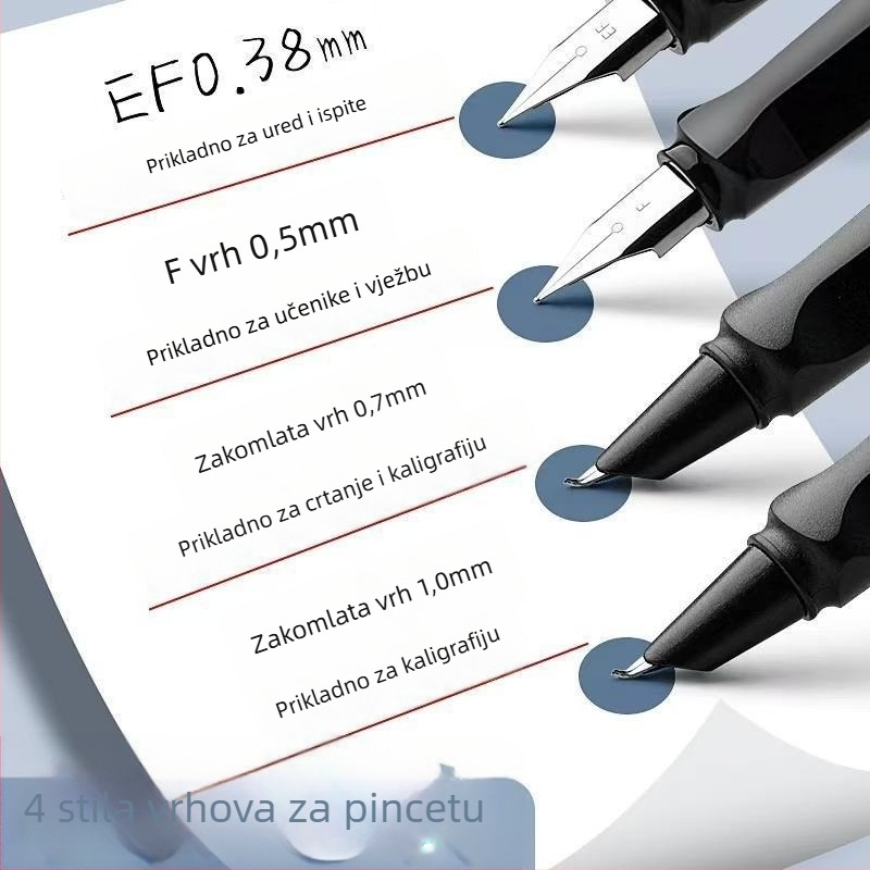 Iskrivljena potpisna olovka za učenike, umjetnička olovka za kaligrafiju, model 101, čvrsti vrh