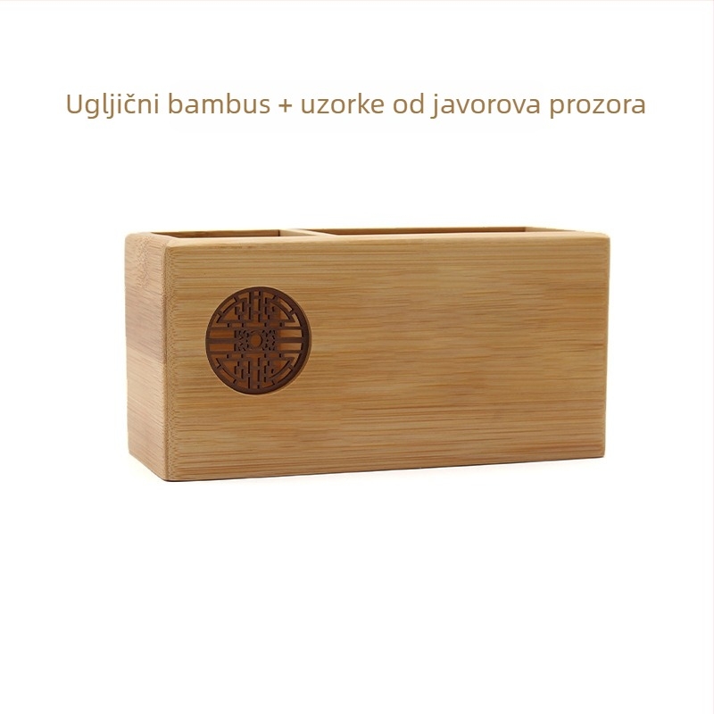 Drvenikvadratni držač olovaka s graviranjem i tiskom logotipa, pogodan kao dar za završnu maturu i poslovni dar.