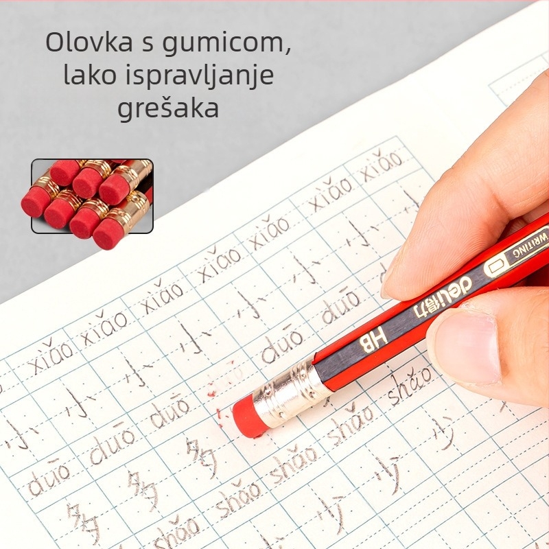 Drvena šestokutna olovka HB/2B grafit – Deli 33158/33159 za pisanje i crtanje, vježbanje za učenike