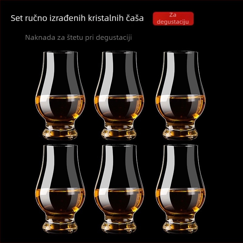 Fuyao set čaša za degustaciju whiskyja – kristalno staklo, 6–10 komada, moguć tisak logotipa, stil laganog luksuza retro, pakiranje u papirnatu kutiju