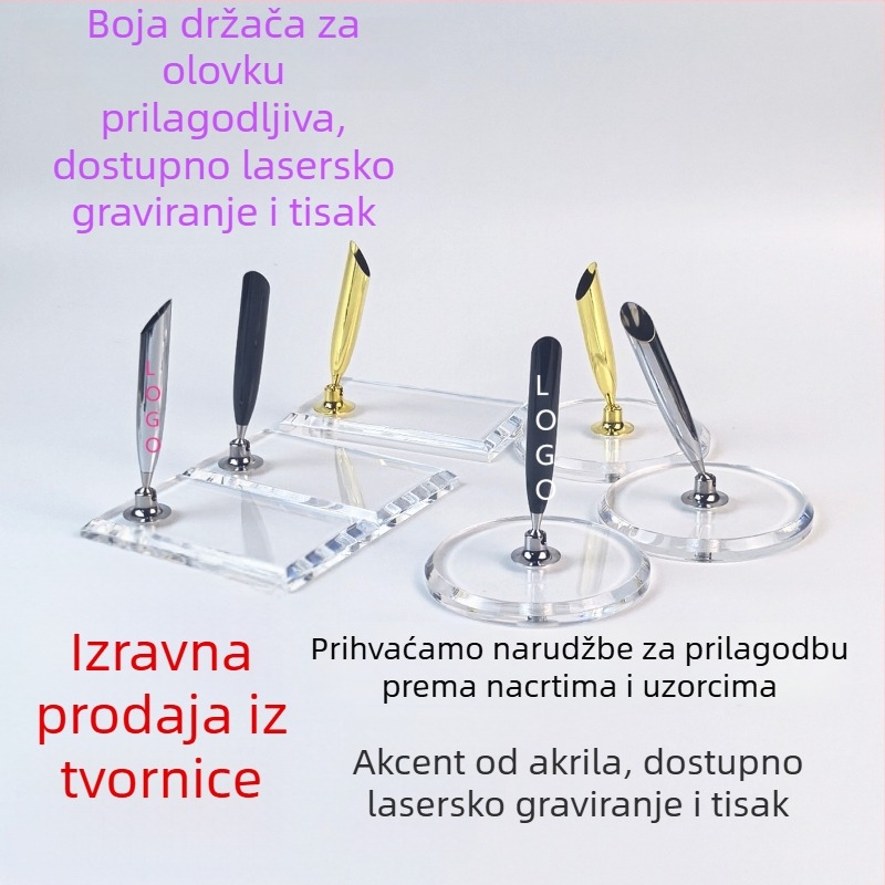 Akrilni rotirajući držač olovke s kristalnom bazom, europski retro držač pera, prilagodljiv s različitim oblicima i umetcima